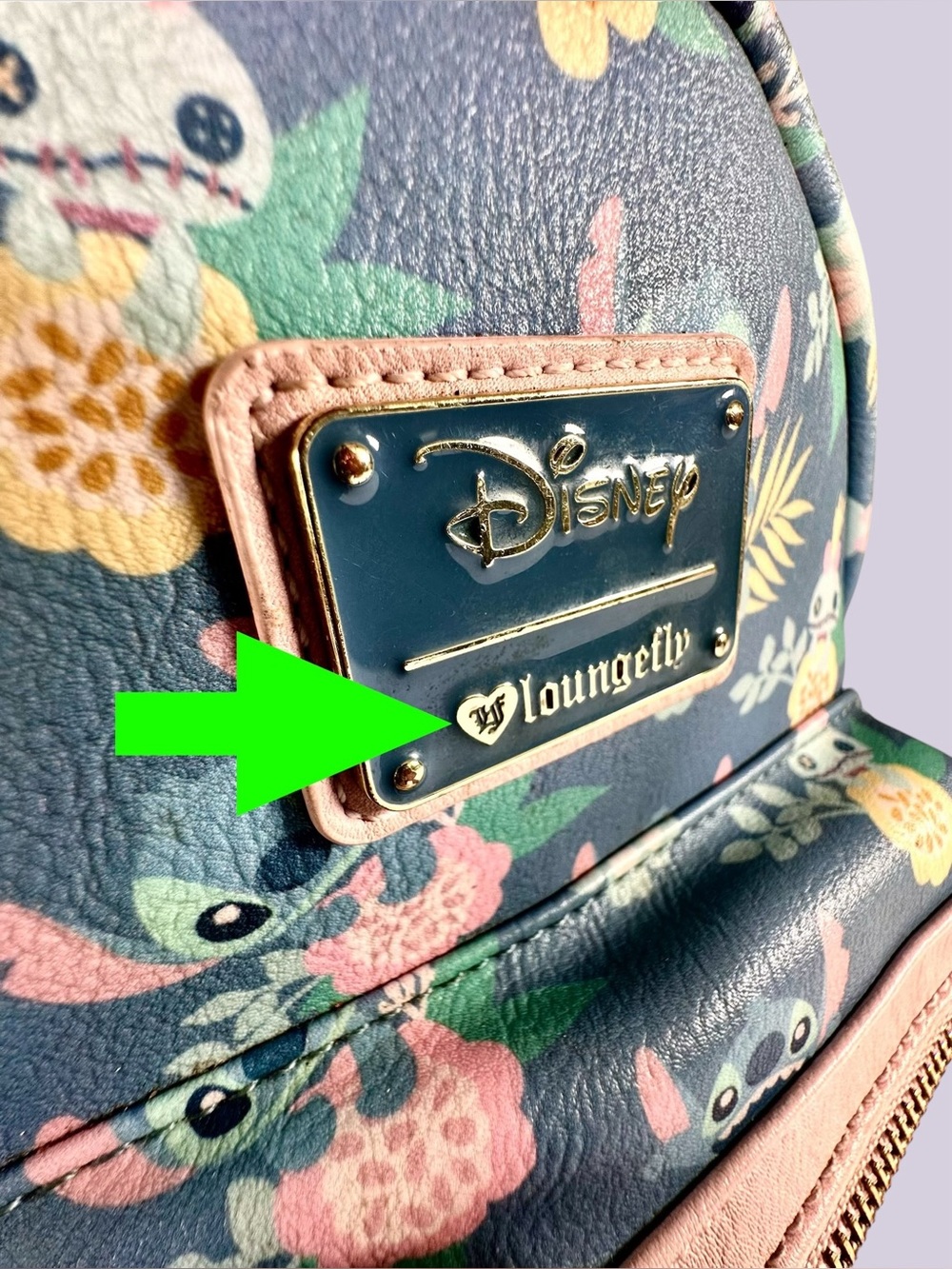 Loungefly Rare Lilo & Stitch Floral Print Mini Backpack-Rare OG HEART Logo - Picture 2 of 16
